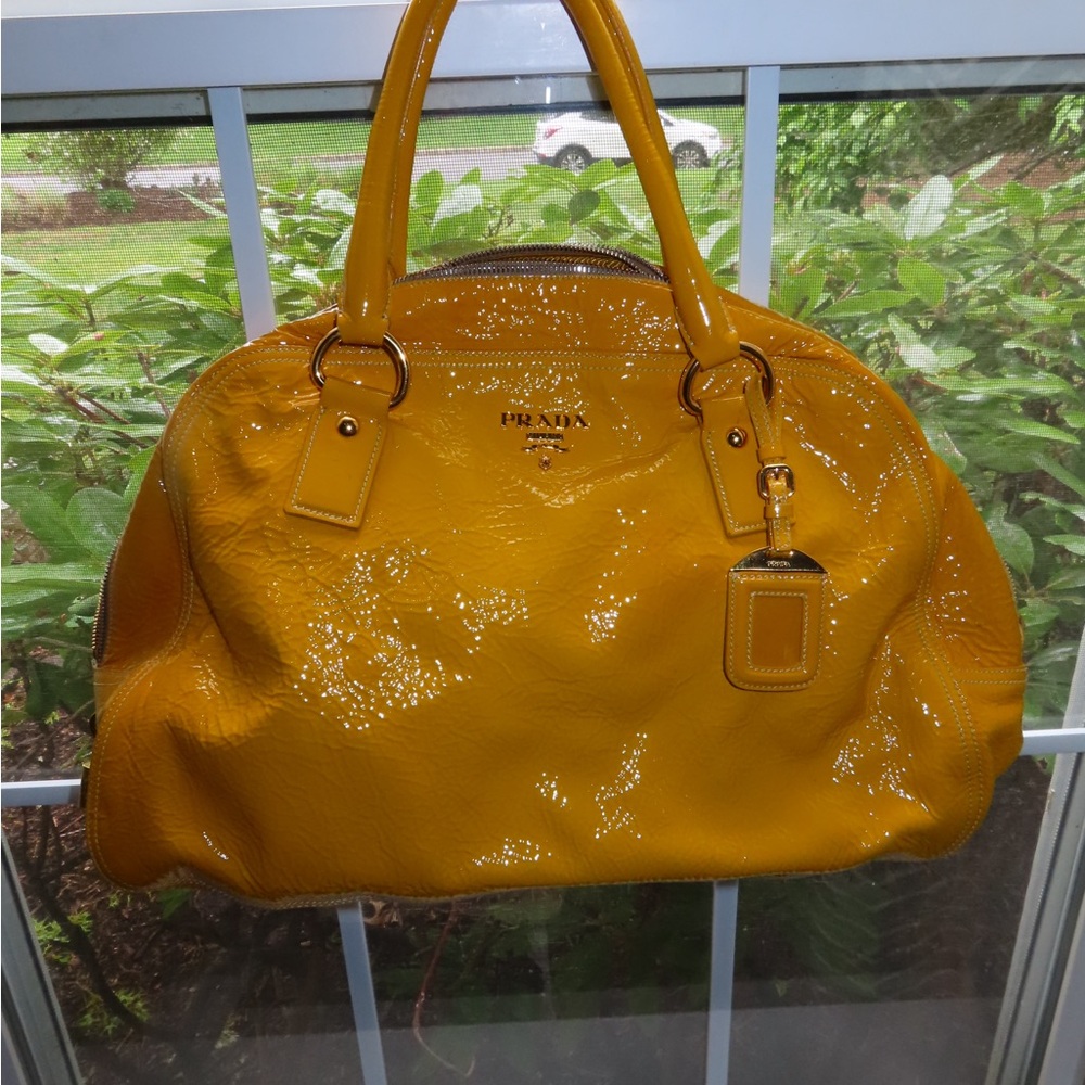 Prada Glossy Yellow Patent Leather Tote - Picture 2 of 9